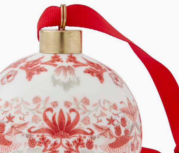 Spode Morris & Co Strawberry Thief Madder Christmas Bauble