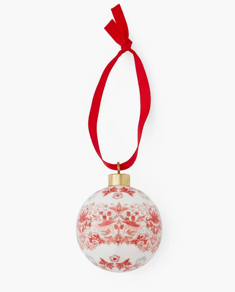 Spode Morris & Co Strawberry Thief Madder Christmas Bauble