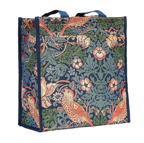 Signare Tapestry Strawberry Thief Blue Shopper Bag