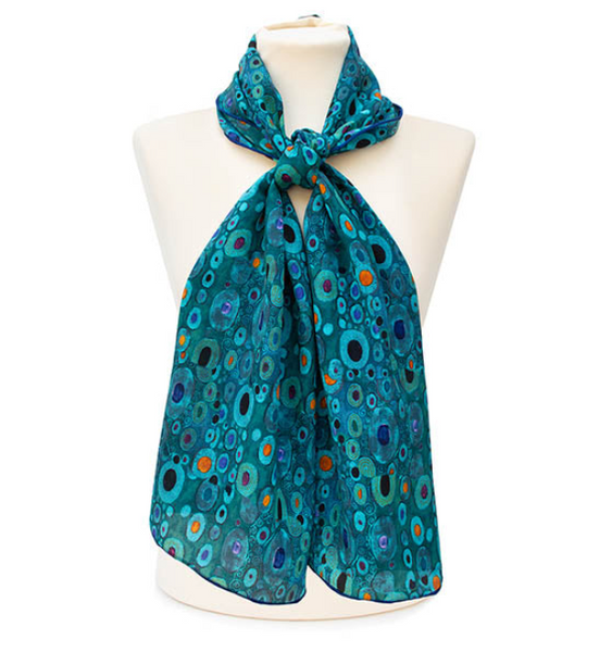 Fox & Chave Gustav Klimt Turquoise Silk Scarf