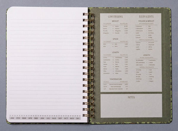 William Morris Willow B5 Lined Notebook: Day Month Marker, Ruler Conversion Info