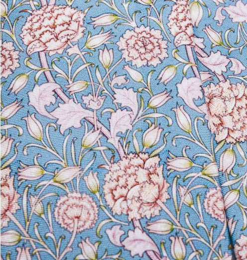 Fox & Chave William Morris Wild Tulip Blue Silk Tie