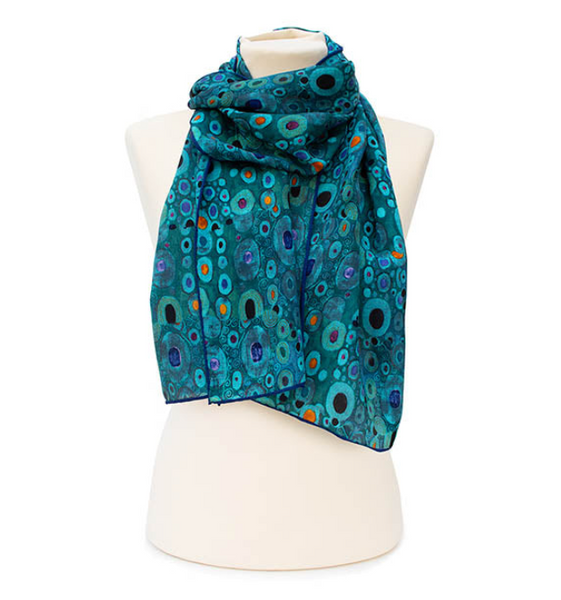 Fox & Chave Gustav Klimt Turquoise Silk Scarf