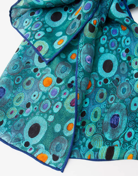 Fox & Chave Gustav Klimt Turquoise Silk Scarf