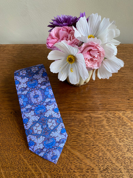 Fox and Chave William Morris St James Blue Silk Tie