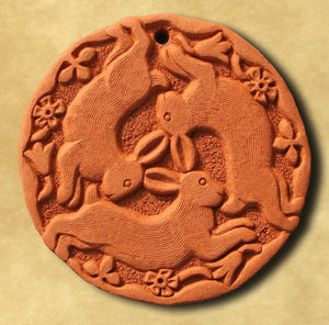 Three Hares Decorative Terracotta Wall Tile