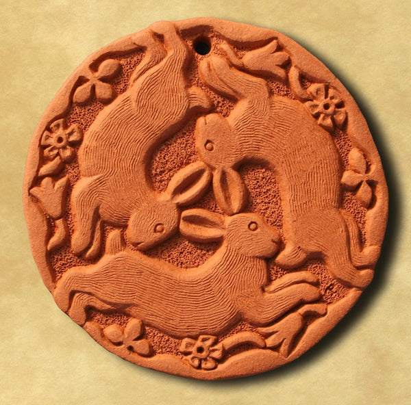 Three Hares Decorative Terracotta Wall Tile