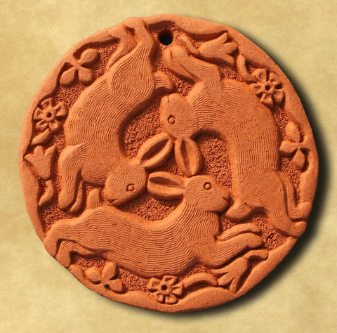 Three Hares Decorative Terracotta Wall Tile