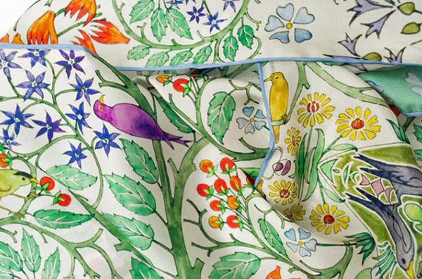 Fox & Chave Voysey Tree of Life Habotai Silk Scarf