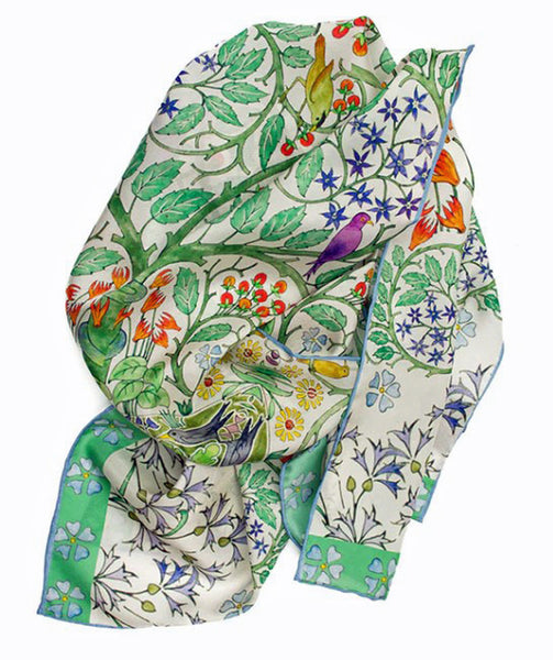 Fox & Chave Voysey Tree of Life Habotai Silk Scarf