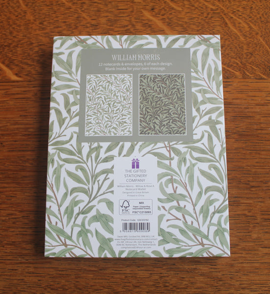 William Morris Willow Bough Stationery Set: Pen, 12 Notecards, Magnetic Shopping List