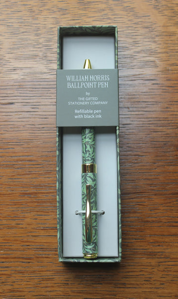 William Morris Willow Bough Stationery Set: Pen, 12 Notecards, Magnetic Shopping List