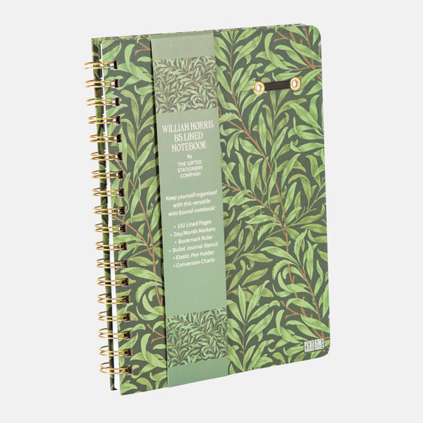 William Morris Willow B5 Lined Notebook: Day Month Marker, Ruler Conversion Info