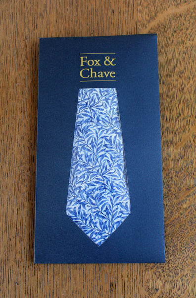Fox & Chave William Morris Willow Bough Blue Silk Tie