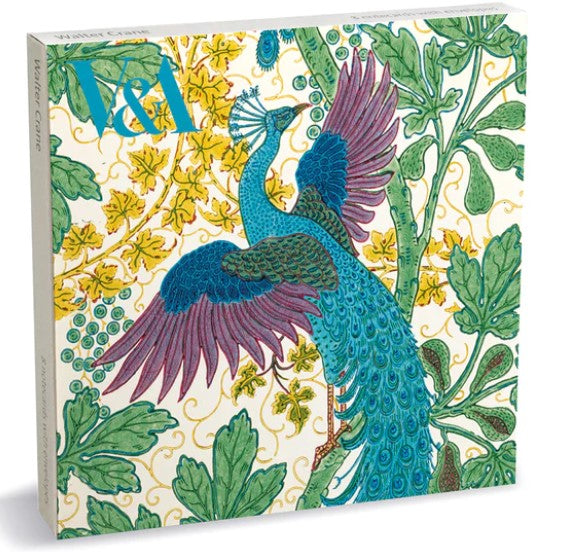 V & A Fig and Peacock Walter Crane Note Cards