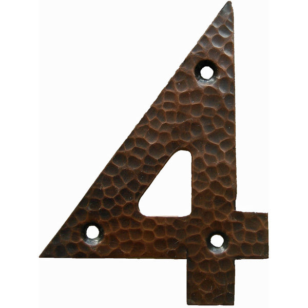 <p>Beautiful solid copper Arts & Crafts Craftsman style house number in 4. </p>