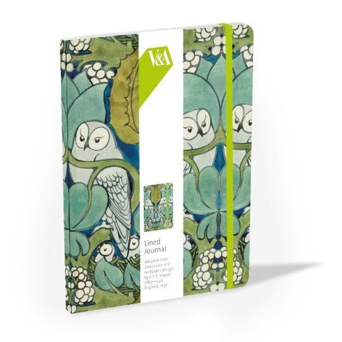 <p>Handy hard cover lined journal with front and back cover in CFA Voysey's The Owl design.</p>