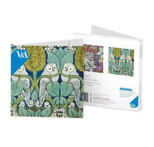 <p>8 note cards (4 each of 2 designs) and white envelopes of birds designed by CFA Voysey.</p>