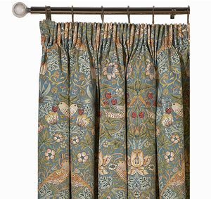 <p>Pair of lined curtains in William Morris Strawberry Thief Slate design - 228 cm drop.</p>