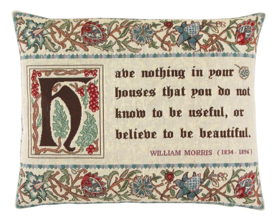 William Morris Quote Tapestry Cushion 15" x 19"