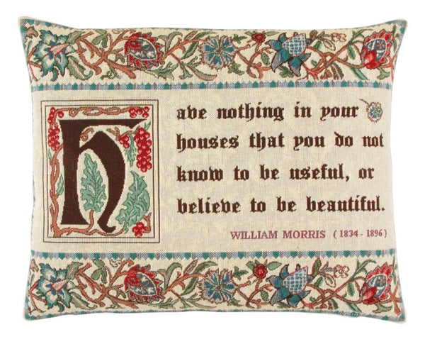 William Morris Quote Tapestry Cushion 15" x 19"