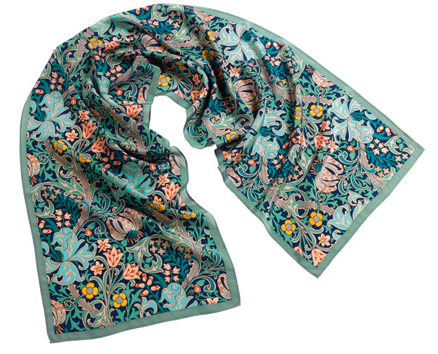 Fox & Chave William Morris Golden Lily Green Silk Scarf