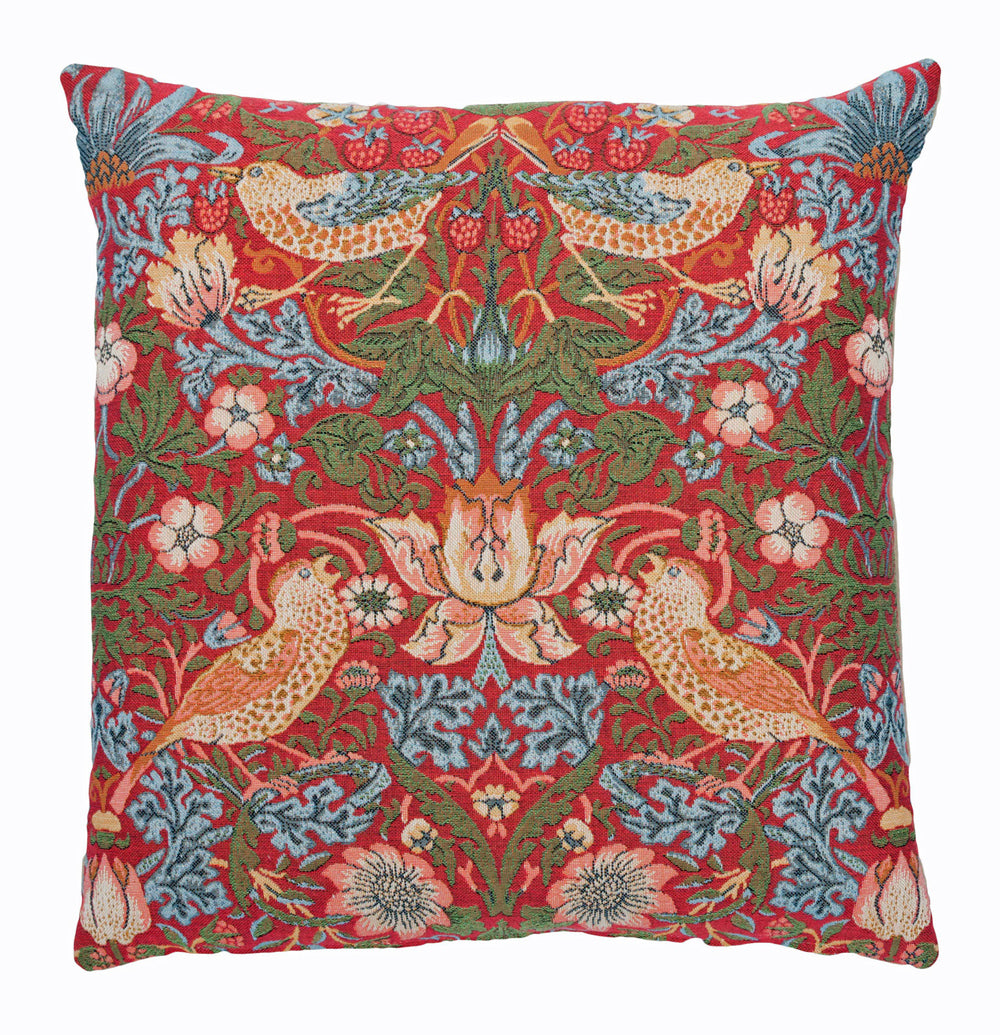 William Morris Strawberry Thief Red Tapestry Cushion 18"