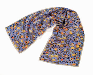 Fox & Chave William Morris Blue Fruit Silk Scarf