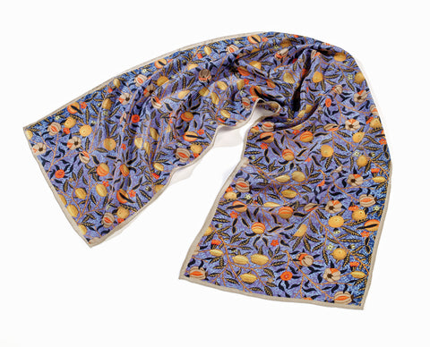 Fox & Chave William Morris Blue Fruit Silk Scarf