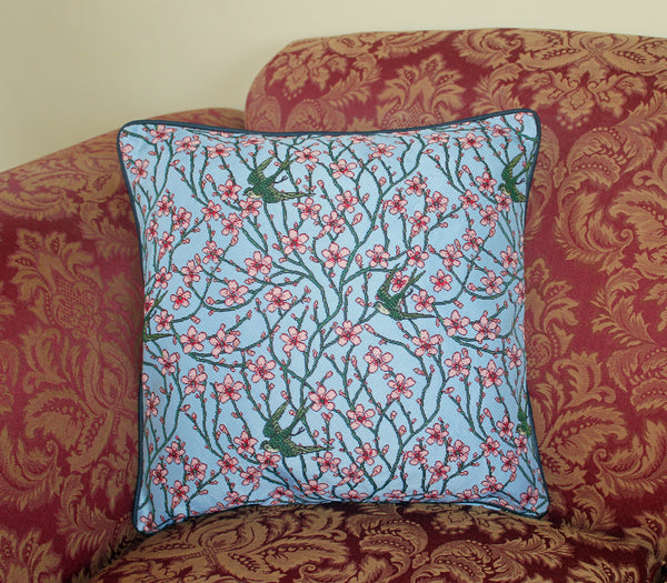 Signare Walter Crane Almond Blossom and Swallow Filled Cushion 45 cm