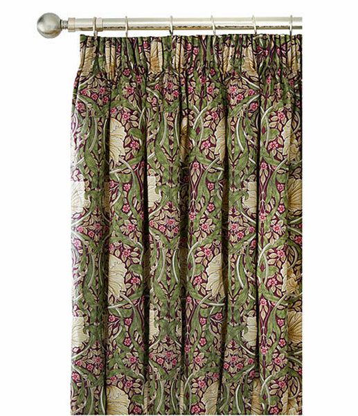 Pair of William Morris Pimpernel Aubergine Lined Curtains in 3 lengths