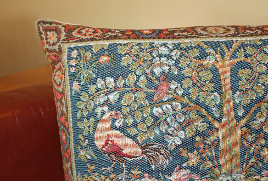 Hines of Oxford William Morris Birds and Trees Blue Tapestry Cushion 1 ...