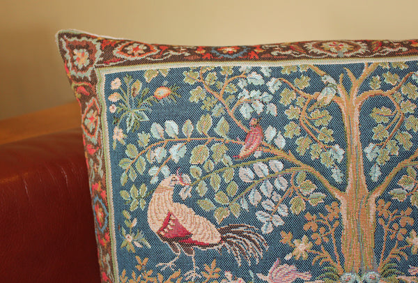 William Morris Birds and Trees Blue Tapestry Cushion 18"