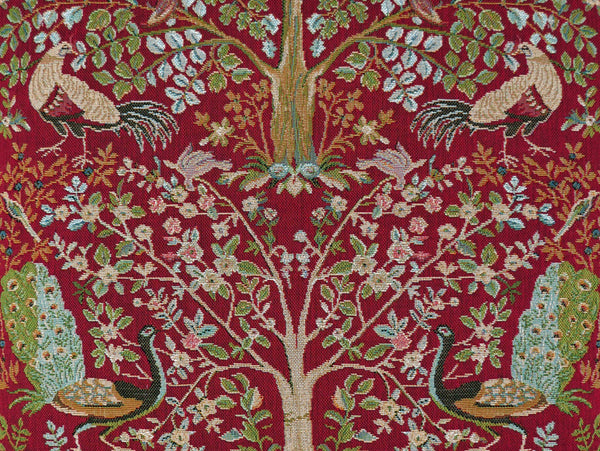 Hines of Oxford William Morris Birds and Trees Red Tapestry Cushion
