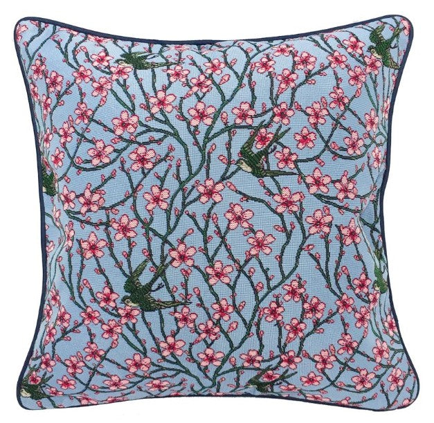 Signare Walter Crane Almond Blossom and Swallow Filled Cushion 45 cm