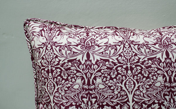 William Morris Brother Rabbit Red Cushion Piped Edge