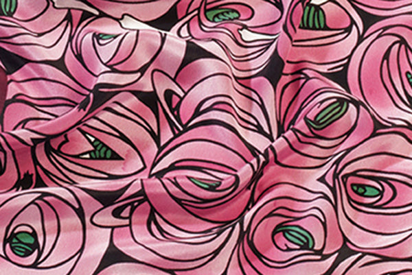 Fox & Chave Charles Rennie Mackintosh Rose & Teardrop Silk Scarf
