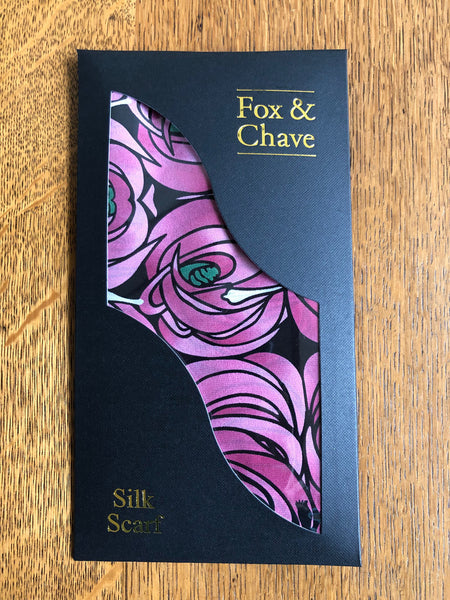 Fox & Chave Charles Rennie Mackintosh Rose & Teardrop Silk Scarf