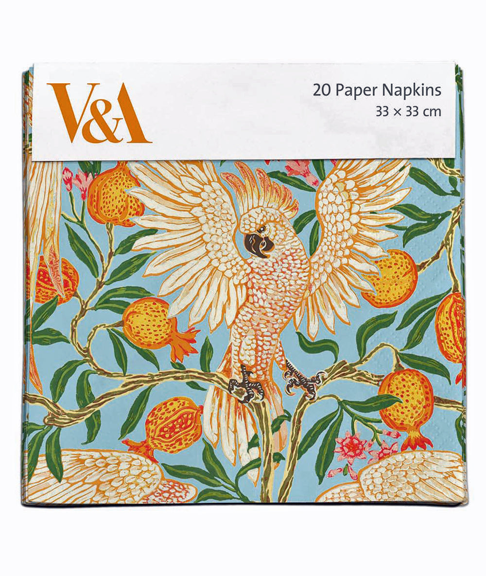V & A Cockatoo & Pomegranate 20 Paper Napkins 3 Ply