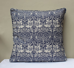 William Morris Brother Rabbit Blue Cushion Piped Edge