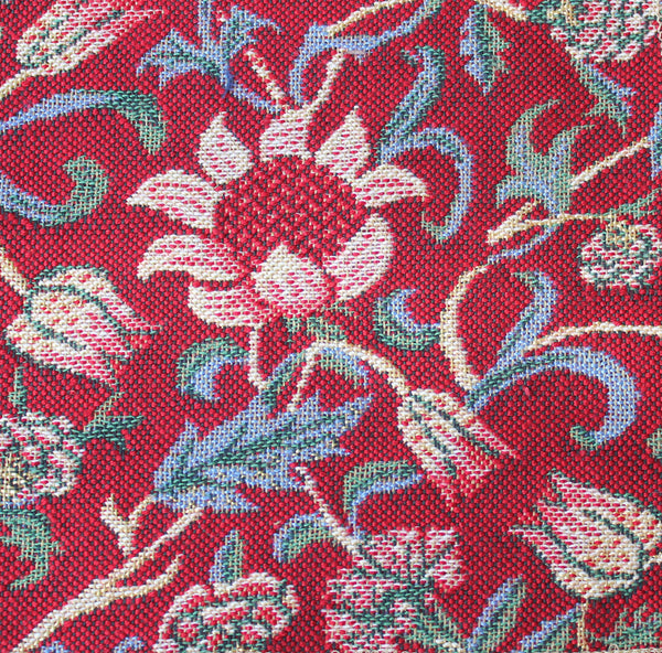 Hines of Oxford William Morris Evenlode Red Tapestry Fabric