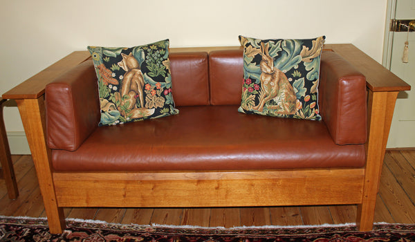 Pair of William Morris Forest Hare & Fox Tapestry Cushions 18"