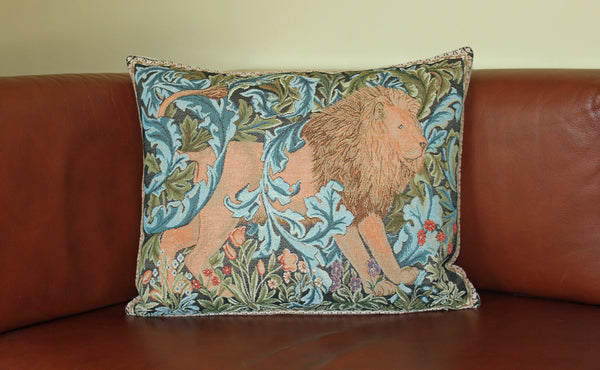 William Morris The Forest Lion Facing Right Tapestry Cushion 15" x 19"