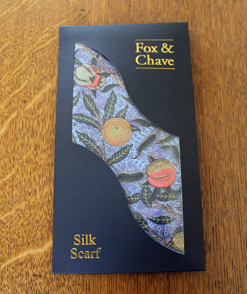 Fox & Chave William Morris Blue Fruit Silk Scarf