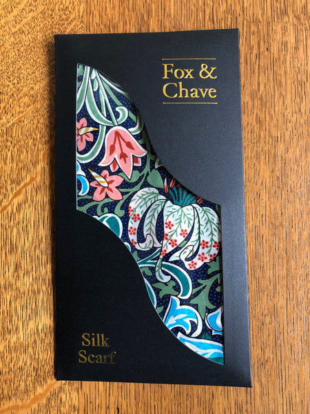 Fox & Chave William Morris Golden Lily Green Silk Scarf