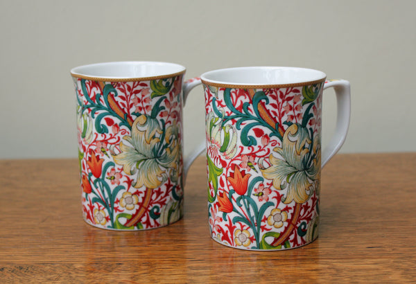 Set of 2 Golden Lily Fine China Mugs