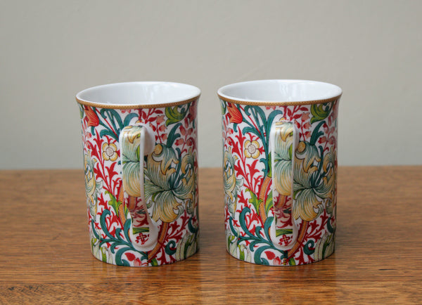 Set of 2 Golden Lily Fine China Mugs