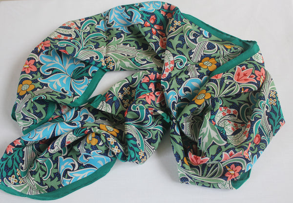 Fox & Chave William Morris Golden Lily Green Silk Scarf