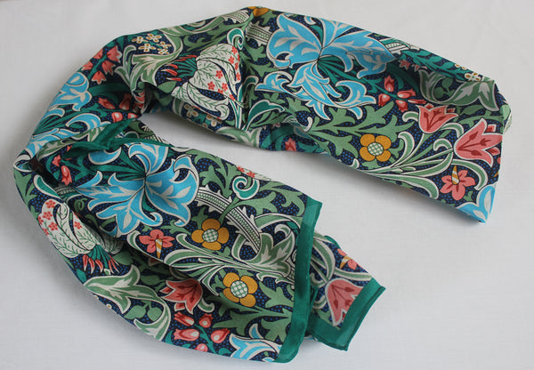 Fox & Chave William Morris Golden Lily Green Silk Scarf