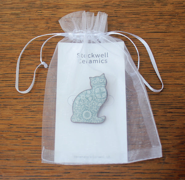 Stockwell Ceramics William Morris Cat Brooch